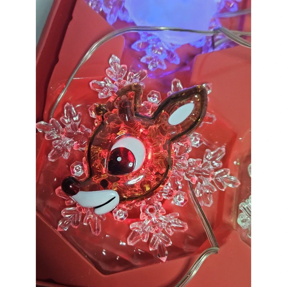 Rudolph Red Nosed Reindeer Musical String Lights 6 Count LED Color Changing